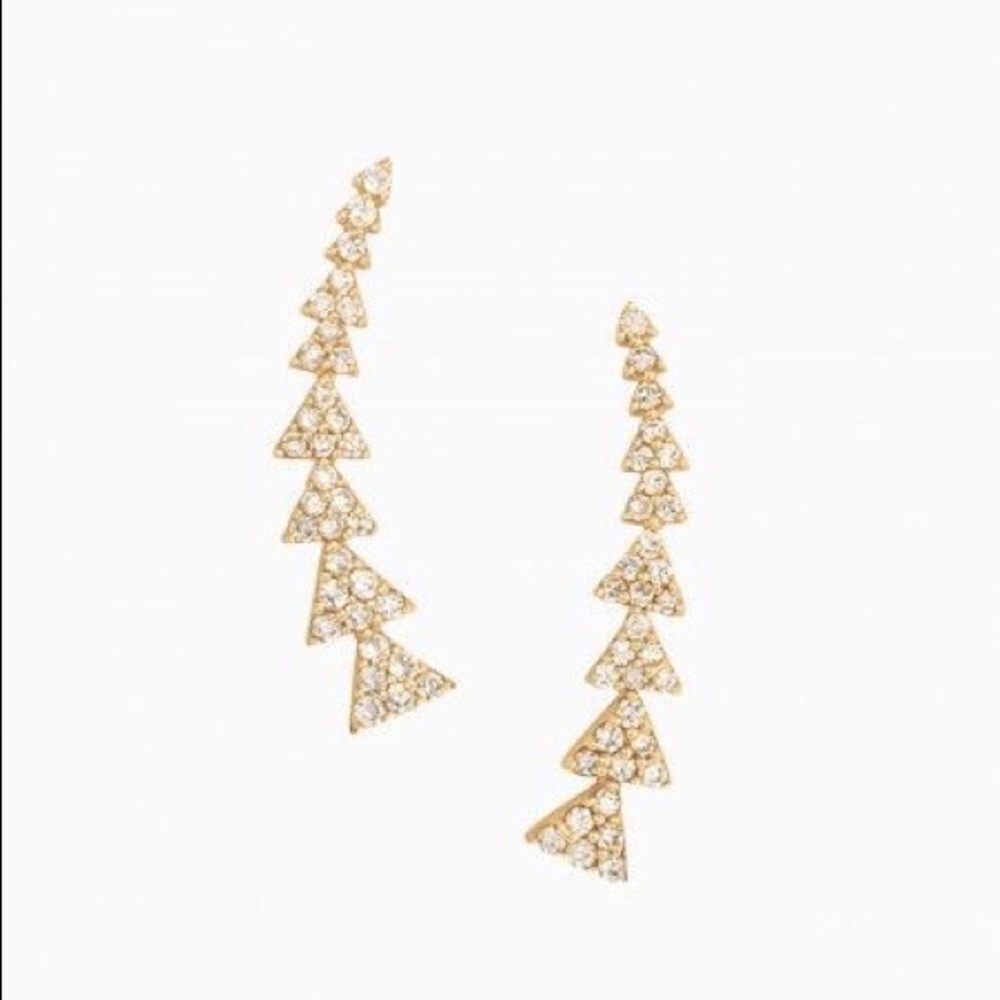 Pave Triangle Path Ear Climber